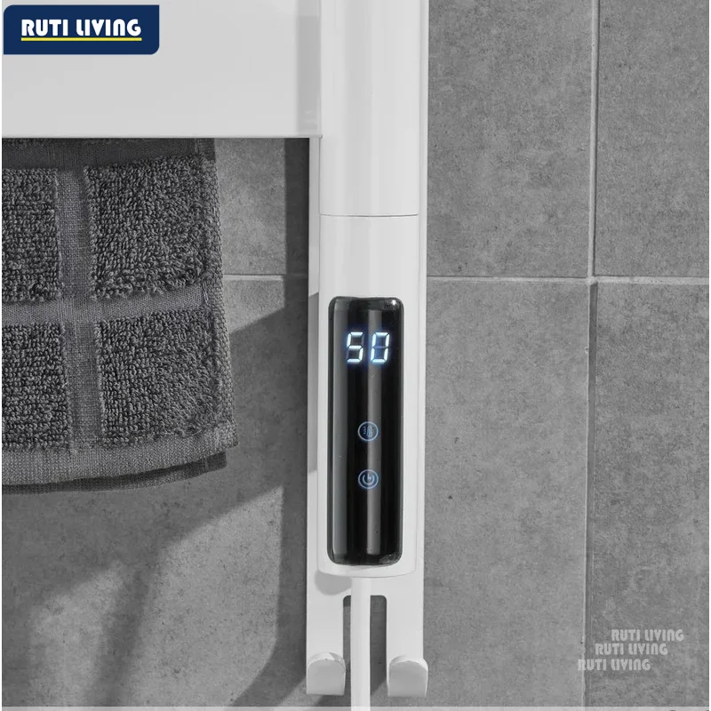 Bathroom Electric Heated Towel Rack Built-in Timer Touch Control Rotatable Bars Wall Mounted Towel Towel Dryer Energy-Saving