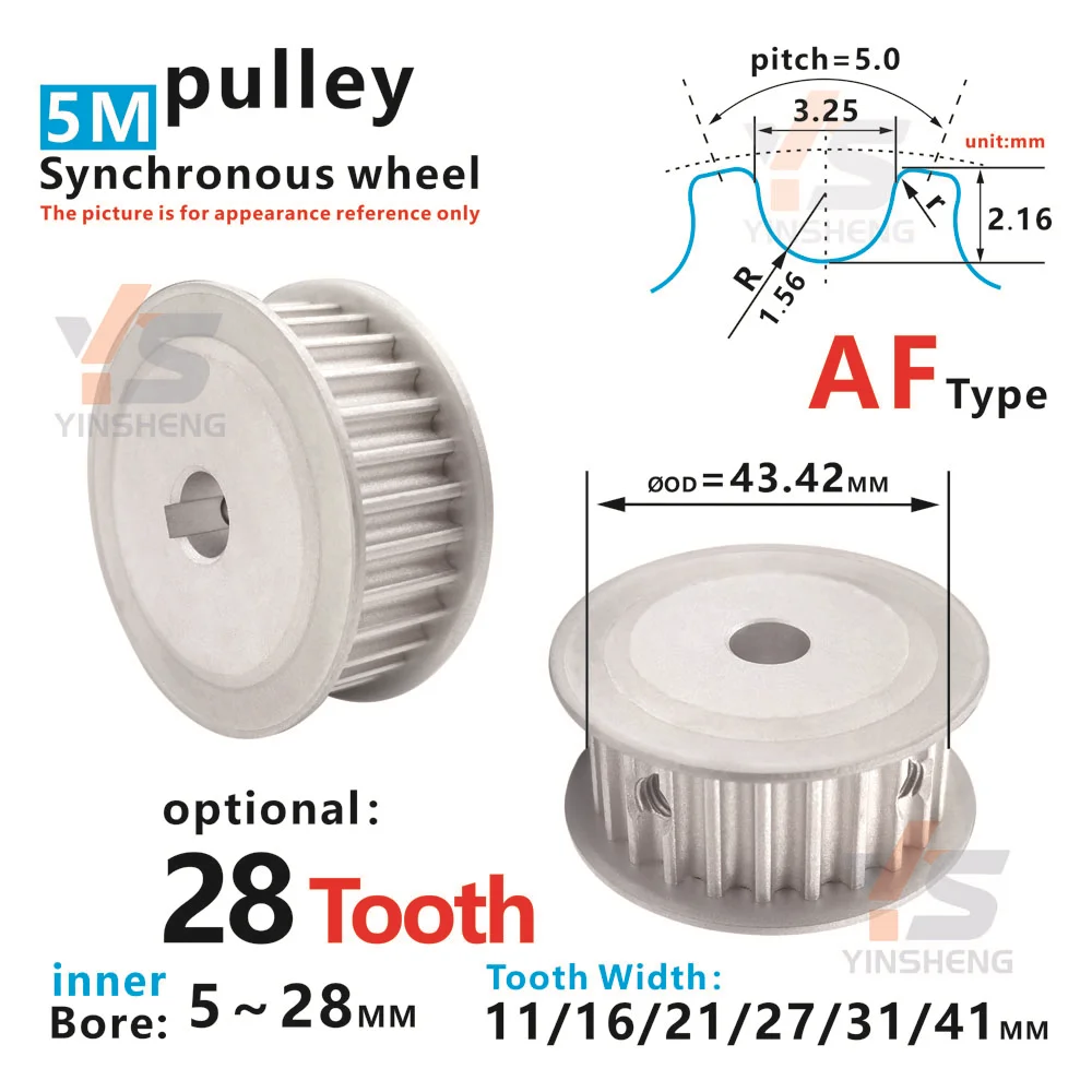 Poulie d'environnement de synchronisation, alésage de roue synthétique, rainure de clavette, type HTD, 28 dents, largeur de dent 5-28mm, 11mm, 16mm, 21mm, 27mm, 31mm, 41mm, HTD5M, 28T