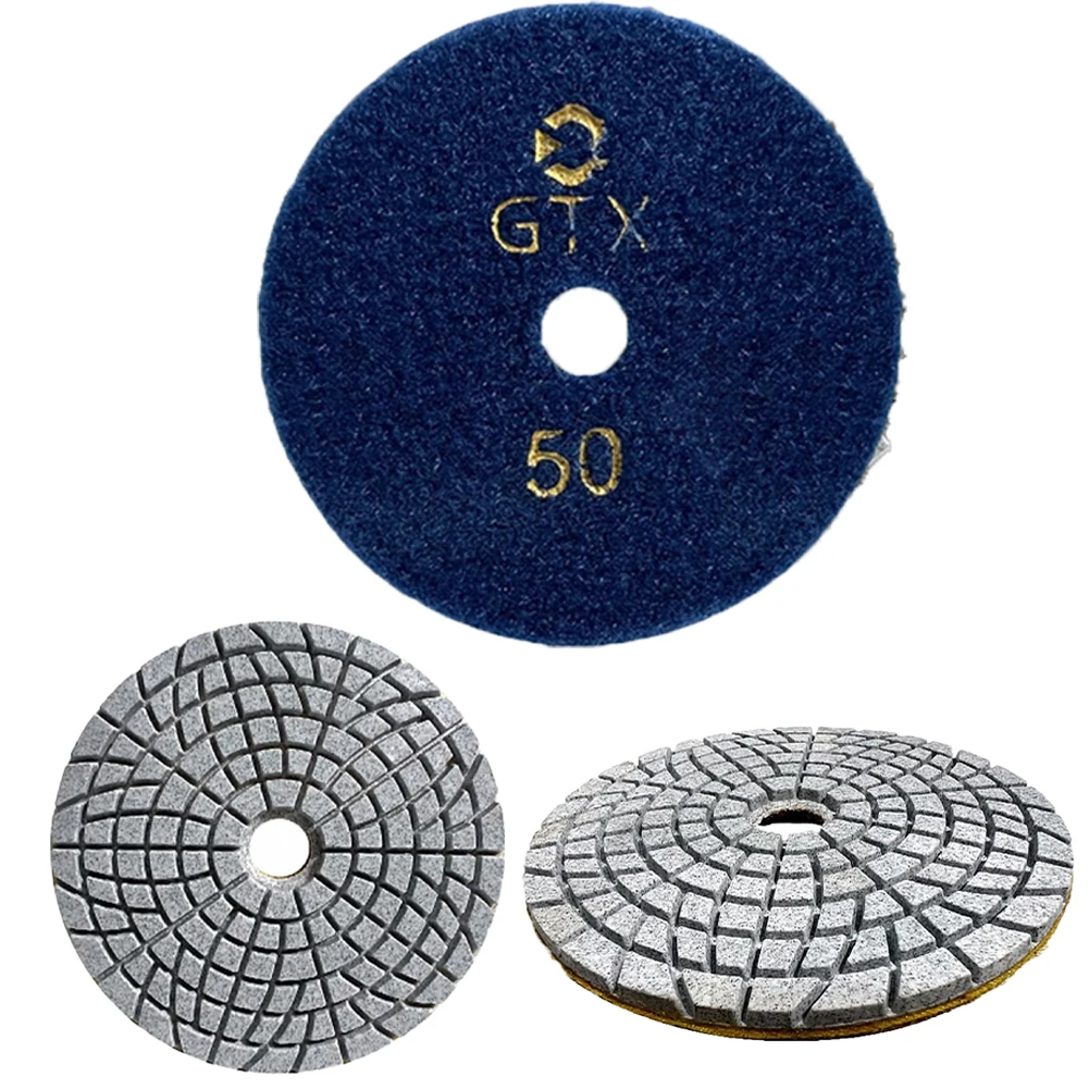 2 Pcs 100mm/4inch Diamond Polishing Pad 50-500 Grit Wet Buff Disc Abrasive Grinding Discs for Granite Stone Concrete Marble