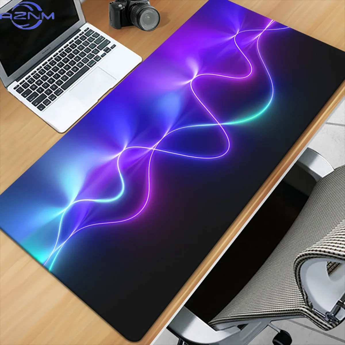 1pc Purple Wave Lines Pattern HD Printed Pad for Desk, Multi Functional XXL Mousepad, Keyboard Gaming Mouse Mats, Office Compute