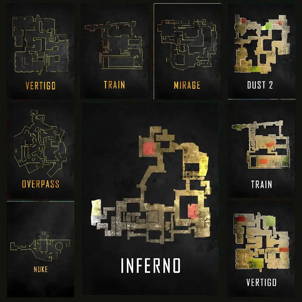 الكلاسيكية Cs2 خريطة ملصق ذاتية اللصق الفن للماء ورقة ملصق مقهى بار غرفة جدار ديكور #1