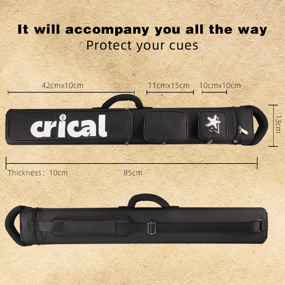 CRICAL Cue Case Bag 2Butts 4Shafts Hard 2x4 Pool Case 86cm Length Oxford Cloth Billiard Stick Carrying Case Billiard Accessories