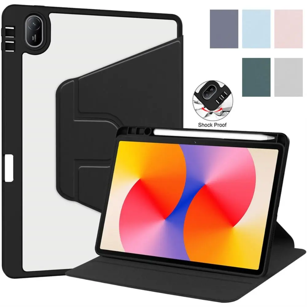 

Auto Sleep/Wake Tablet Case Rotating Stand Acrylic Folio Funda Anti Scratch with Pencil Holder for Huawei MatePad SE 11 2024