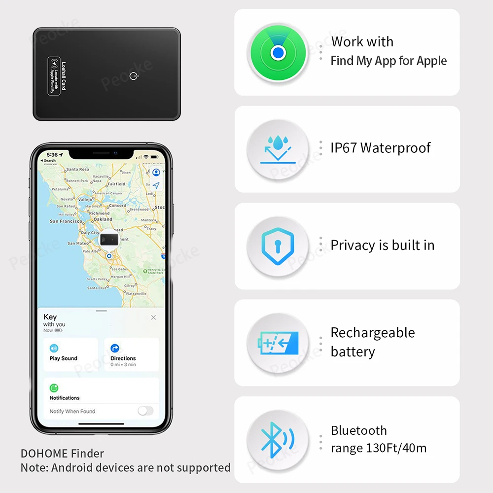 Imagem -06 - Suporte para Cartão Localizador de Carteira Encontrar Meu Aplicativo para Sistema Apple Ios Bolsa para Chave Rastreador Gps Busca Perdida Cartão Ultra Etiqueta Fina Carga sem Fio