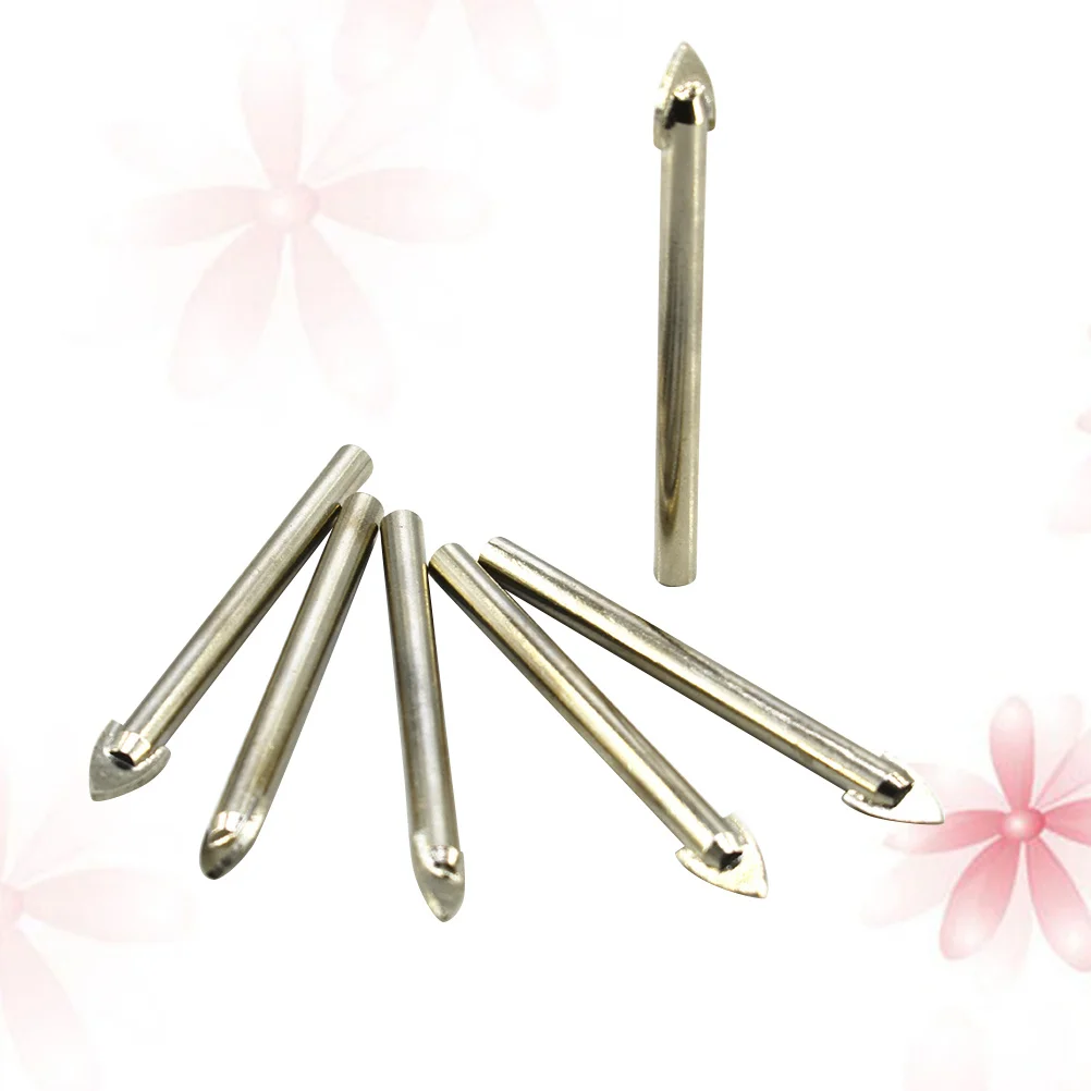 

6Pcs Carbide Tip Triangle Drill Bit Round Handle Tile Hole Opener Glass Ceramic Wood Metal Plastic Masonry Drilling
