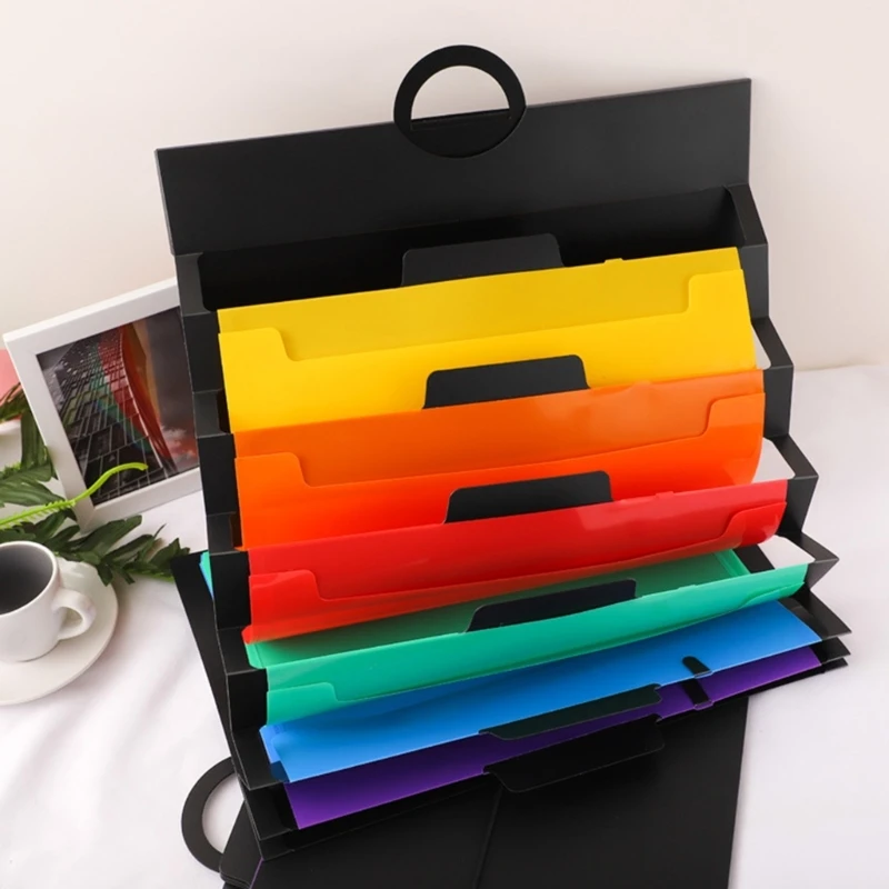 Over The Door File Organizer 6 Pocket Hanging File Folder Document Wall Mount Storage Holder for Magazine Notebook Paper