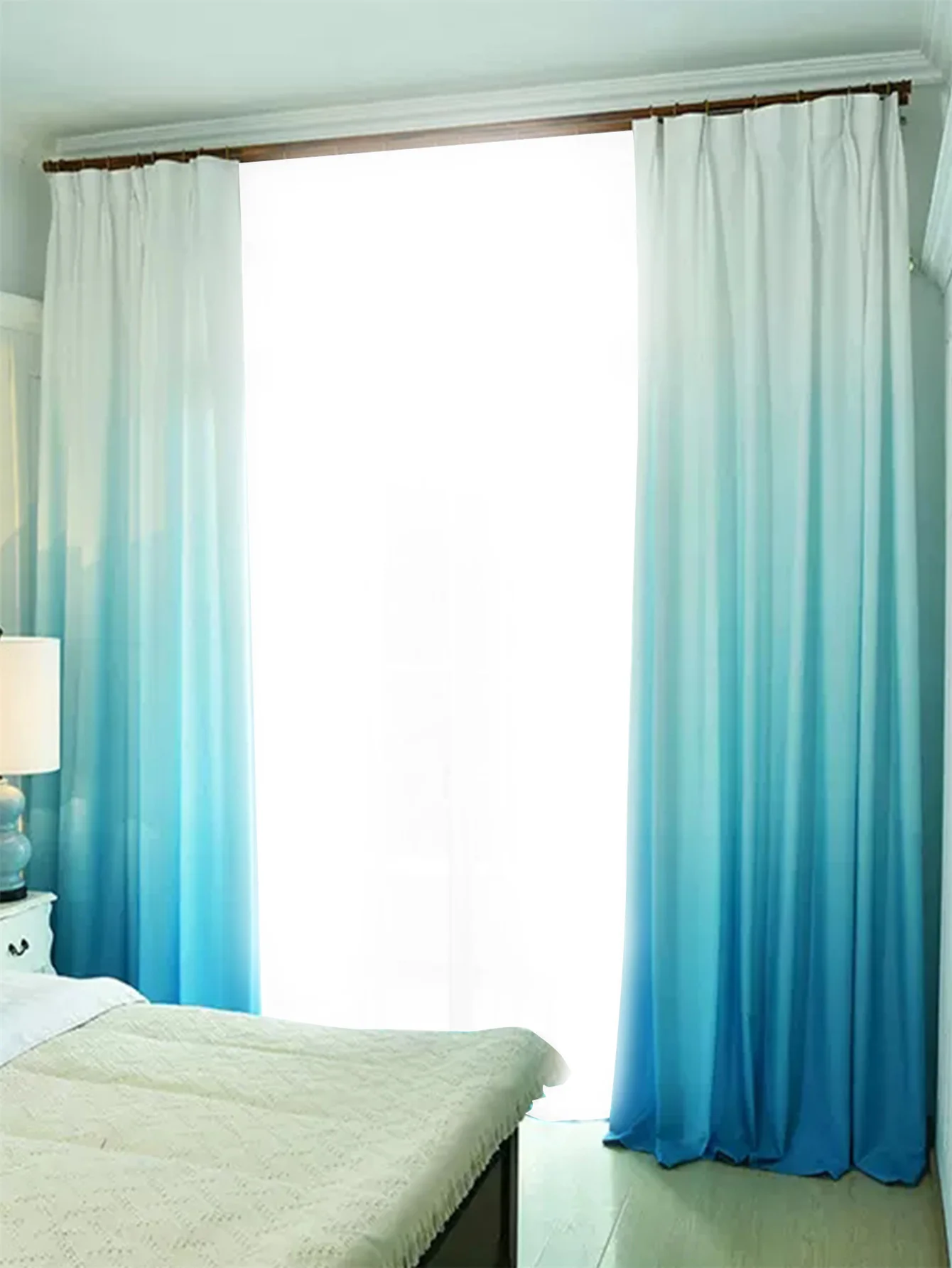 Living room bedroom fresh gradient color Nordic curtains simple modern finished product