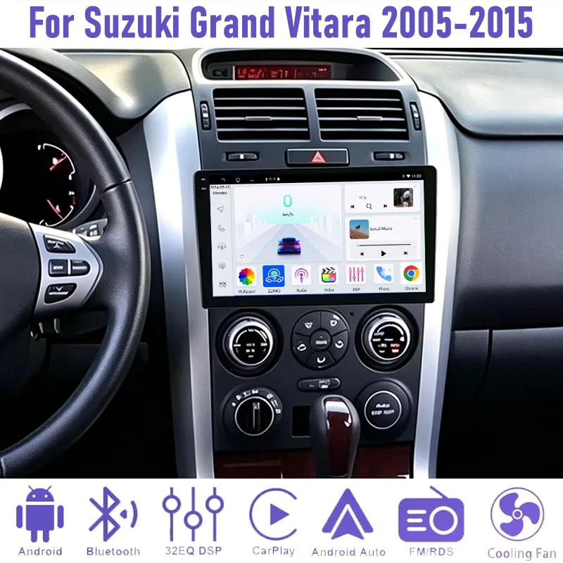 

9" Car Radio For Suzuki Grand Vitara 2005-2015 Android 15 Auto Support Wireless Apple Carplay Rear Camera 2DIN Head Unit GPS