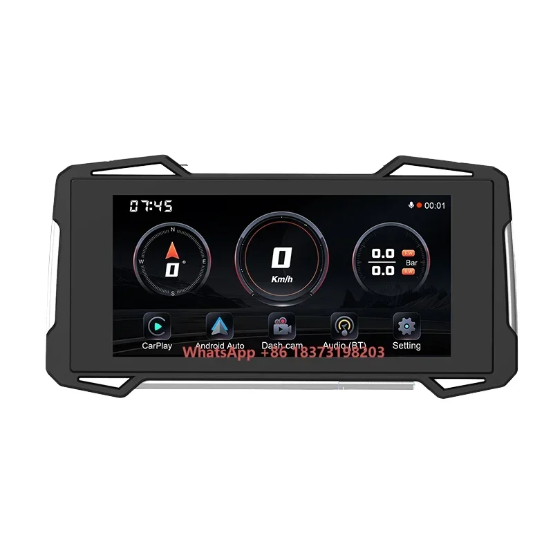 

Detachable 7.25\" Waterproof Wireless CarPlay Screen Motorbike GPS Navigation TPMS 1080P Cameras Motorcycle Navigation Adapter