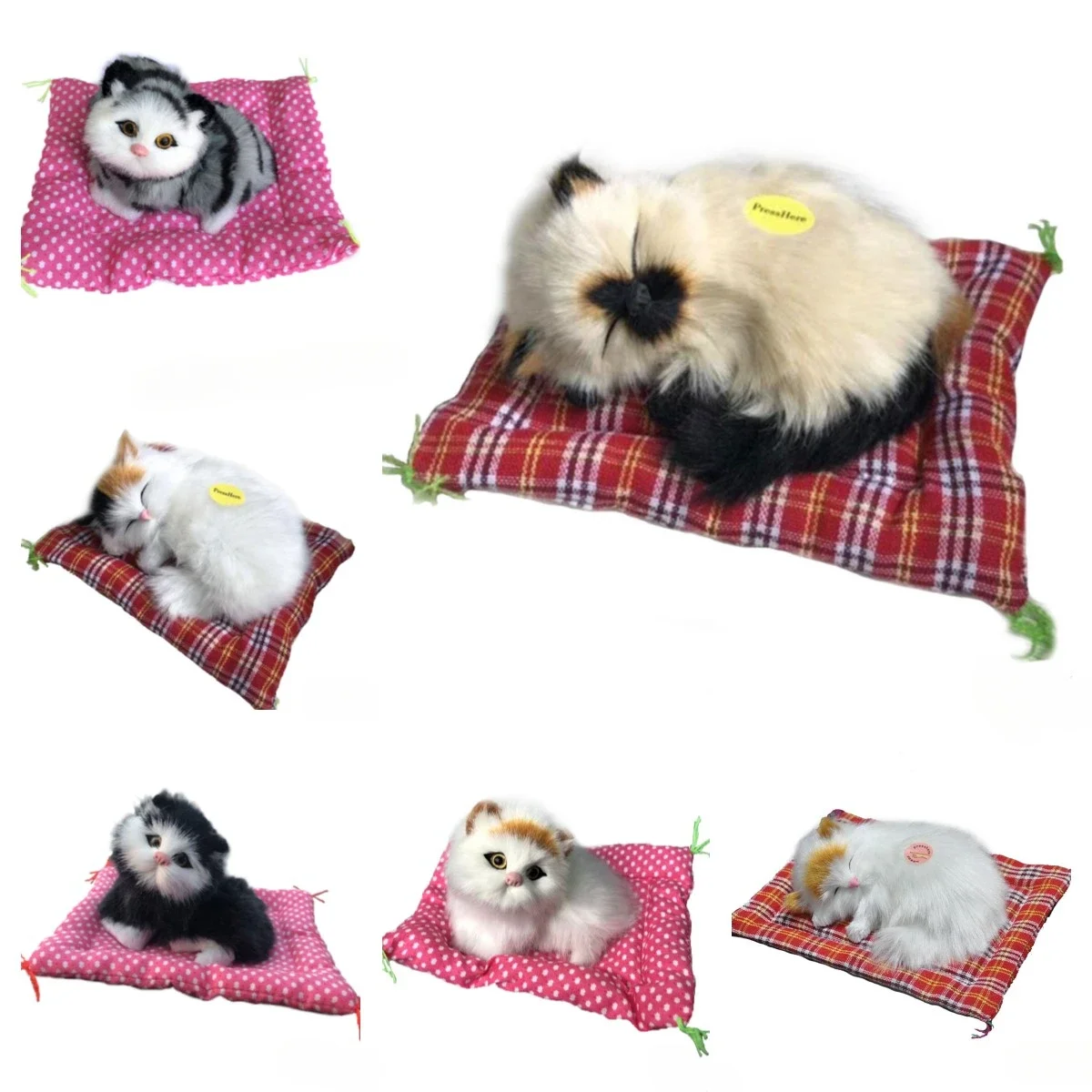 Animaux en peluche endormis de simulation pour enfants, moule d'affichage, portable, faux chat, chatons, ornements en beurre, décoration, cadeau, nouveau