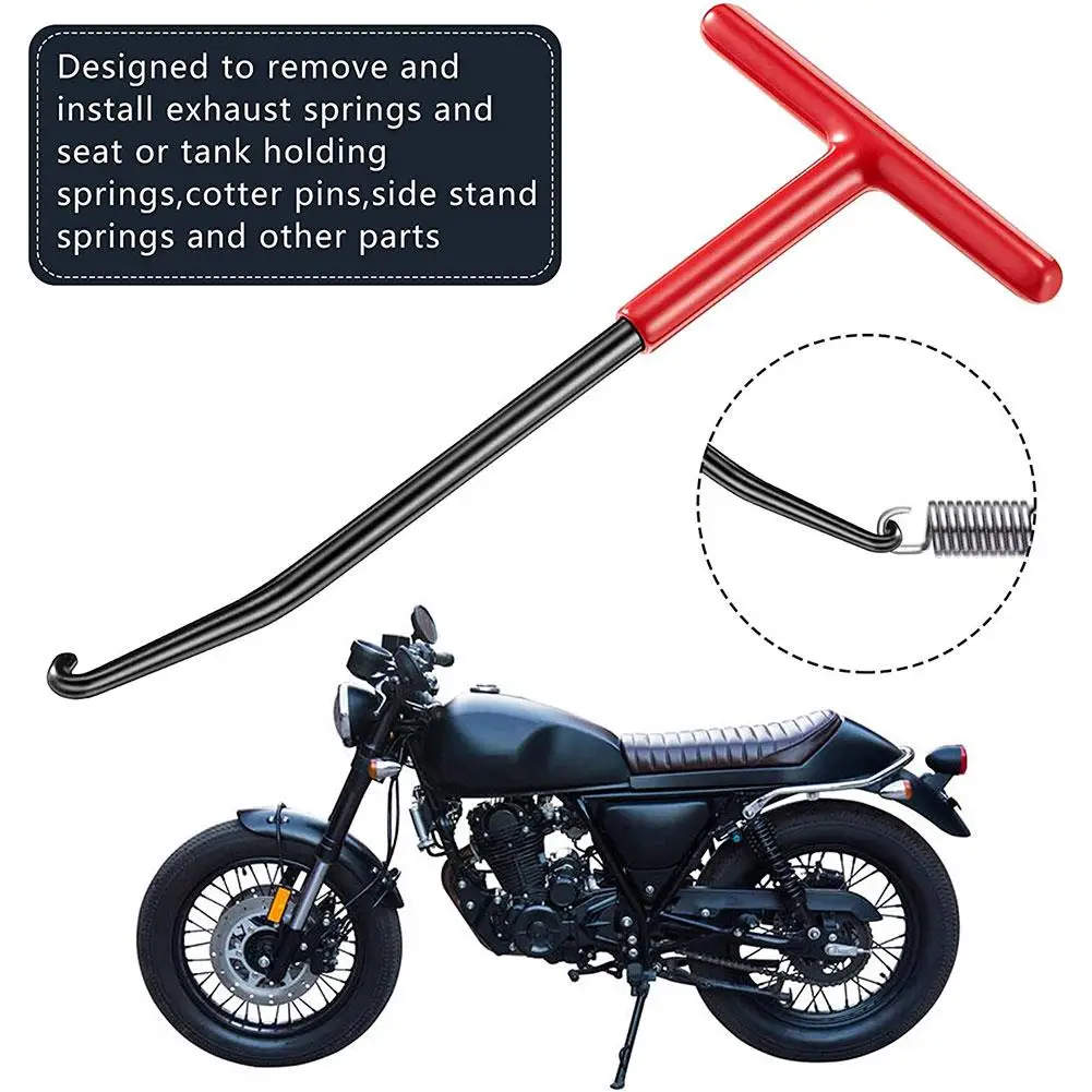 1PC Motorcycle Exhaust Spring Hook T Shaped Handle Hooks Installer Disassembly Exhaust Puller Tool Pipe Tension Spring Wren D7B0