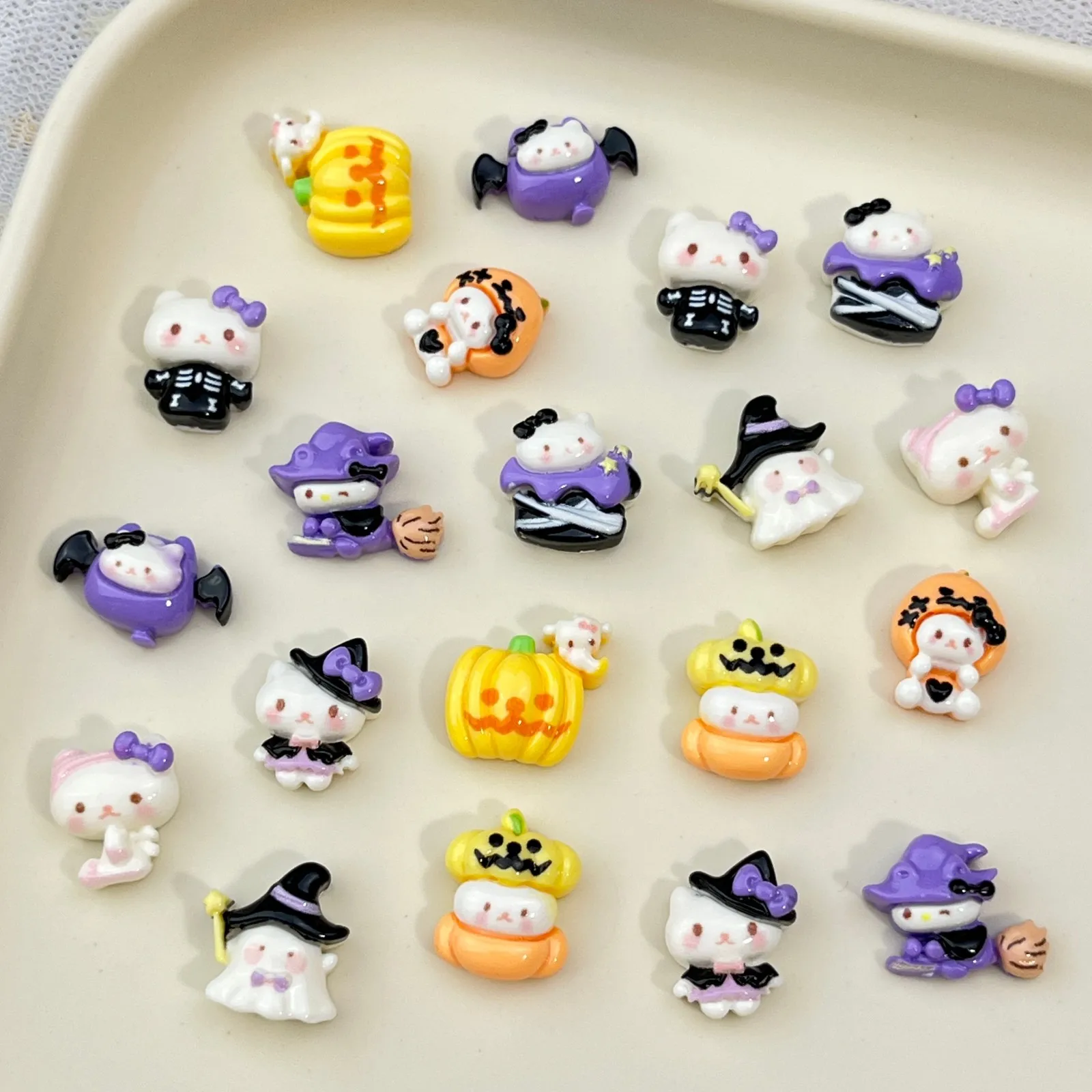 20 Stück neue Halloween-Nagel-Charms, niedliche 3D-Zauberer-, Kürbis- und Katzen-Harz-Charms, DIY-Press-On-Nägel, Nagelkunst-Deko-Accessoires – Detail 4