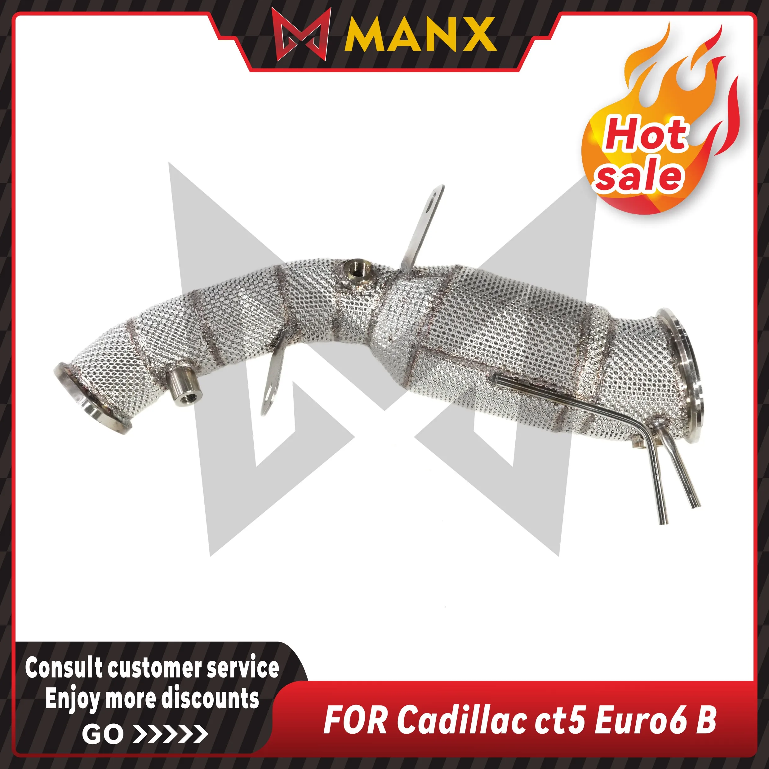 MANX Car Exhaust system for Cadillac ct5 Euro6 B Catalyzed Downpipe Catless Downpipe Stainless steels Performance exhaust pipe