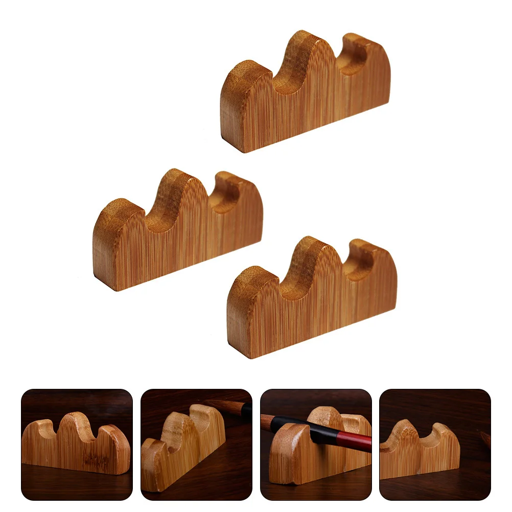 3Pcs Bambus Kalligraphie Pinsel Rest Robust Stift Rack Tinte Stift Halter Mehrzweck Desktop-Organizer Chinesischen Pinsel Rack
