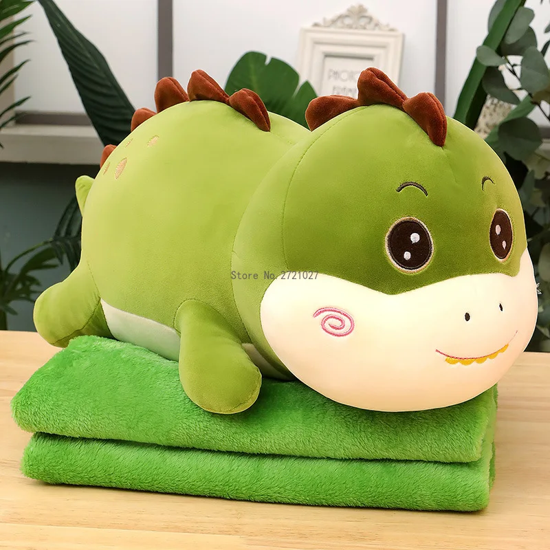 

Cute dinosaur air conditioner blanket dual-use pillow cartoon fruit animal plush toy three-in-one nap cushion 110x160cm