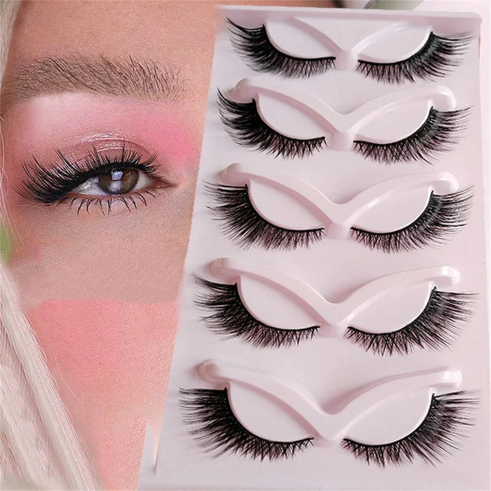 5Pairs Cat Eye 3D Mink Eyelashes Fluffy Dramatic Eyelashes Makeup Lashes Natural long False Eyelashes Thick Fake Lashes