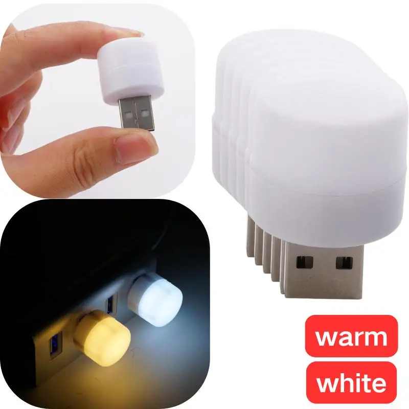 ﻿   Mini lámpara de noche con enchufe USB, mesa LED, enchufe para habitación, decoración de lectura de libros nocturnos, luz redonda, protección ocular, luz blanca cálida para dormitorio