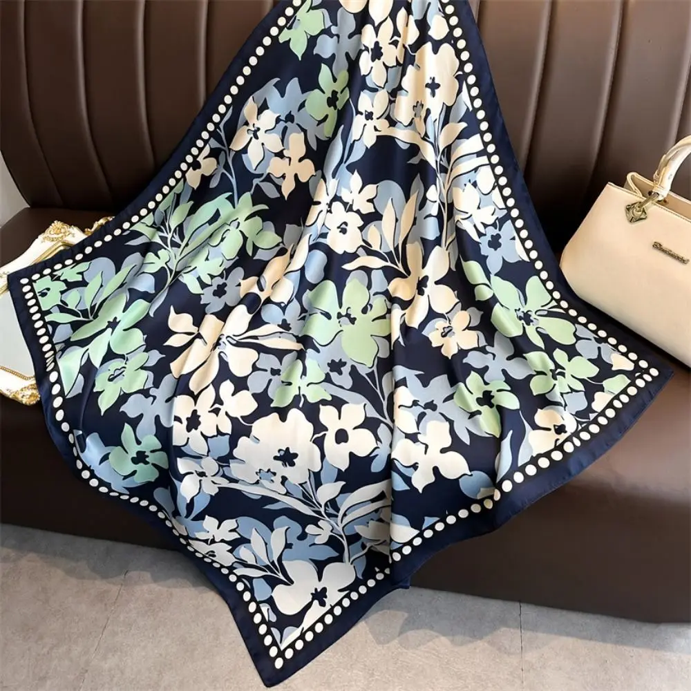 

90 см новый дизайн шелковый шарф с цветочным принтом элегантный мягкий женский шарф квадратный роскошный женский платок-шаль