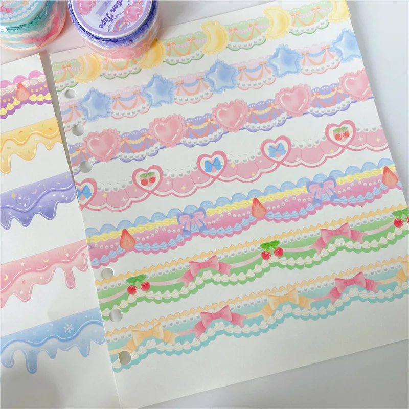 

5M Cute Bowknot Melted Cream Washi Masking Tape Scrapbooking Journal Decorative Adhesive Tapes DIY Collage Material Stationery