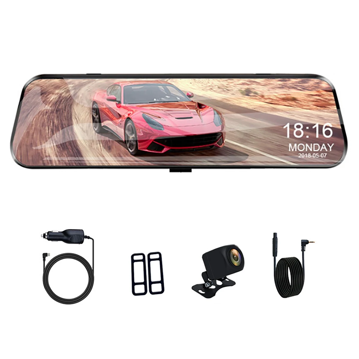 

Car DVR Touch Screen Stream Media Dual Lens Video Recorder Rearview Mirror Dash Cam Front and Rear Camera Mirror A20P