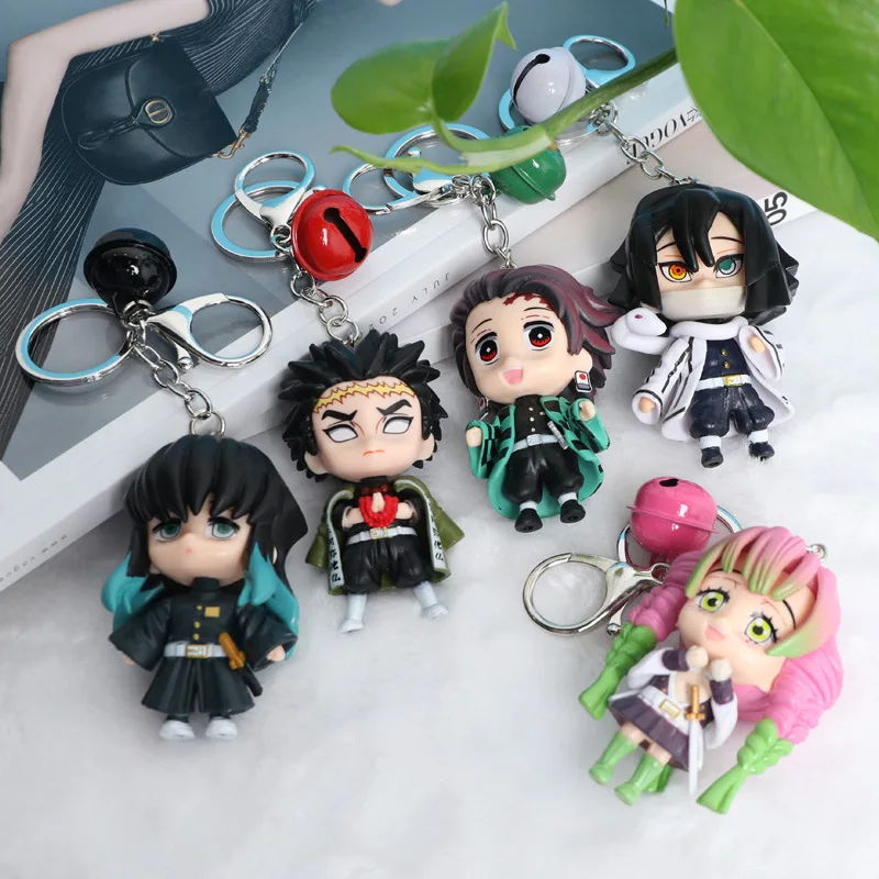 Anime Demon Slayer Tomioka Giyuu Kamado Tanjirou Nezuko Cosplay Keychain Props Cartoon Pendant Accessories Key Rings Gift