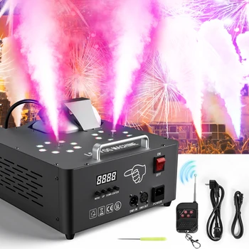 Fieryzeal 2000W Double-tube Adjustable Fog Machine DMX512 RGB 3in1 LED 13CH Smoke Machine Stage Colorful Spray for Party Banquet