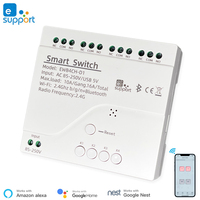 eWelink 4 Channel Smart WiFi 85-250V Switch, Free APP Remote Control ,Bluetooth, Inching ,Self-lock ,Inter-lock,Works with Alexa