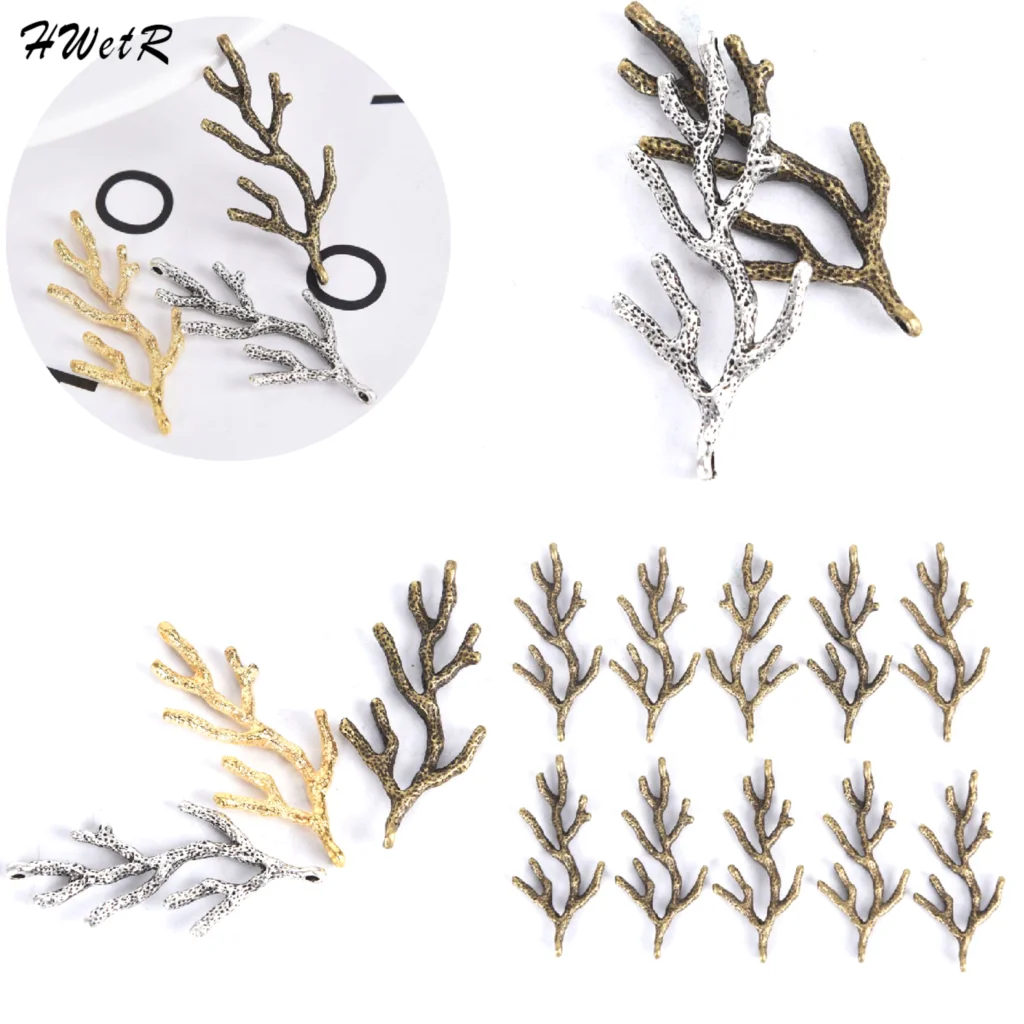 10Pcs/Set Vintage Alloy Material Branch Charm Pendant Jewelry Finding DIY Fashion Jewelry Making Craft Accessaries