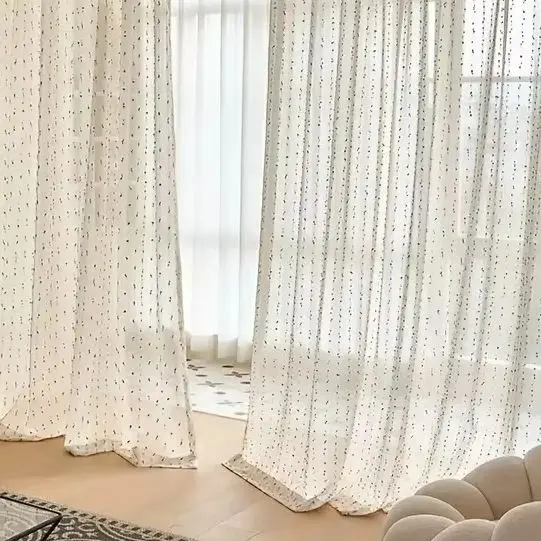 Colorful Jacquard Transparent Modern Custom Size  Simple Polka Dot Fashion Color Curtains for Living Dining Room Bedroom Sheer