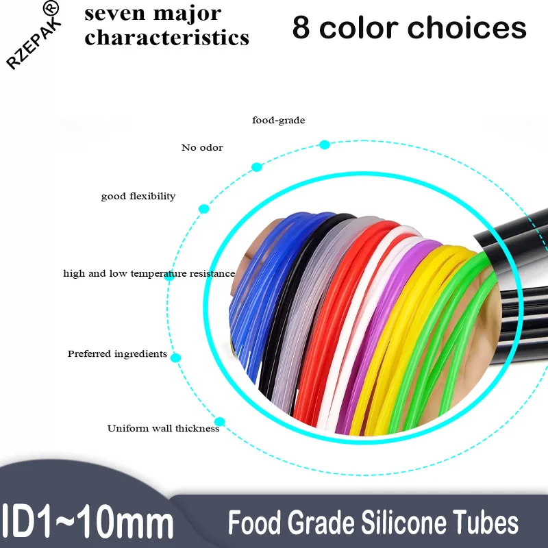 

Food Grade colorful Silicone Rubber Hose 2/5/10M ID1-12mm Transparent Flexible Nontoxic Silicone Tube for Water Liquid Transfer