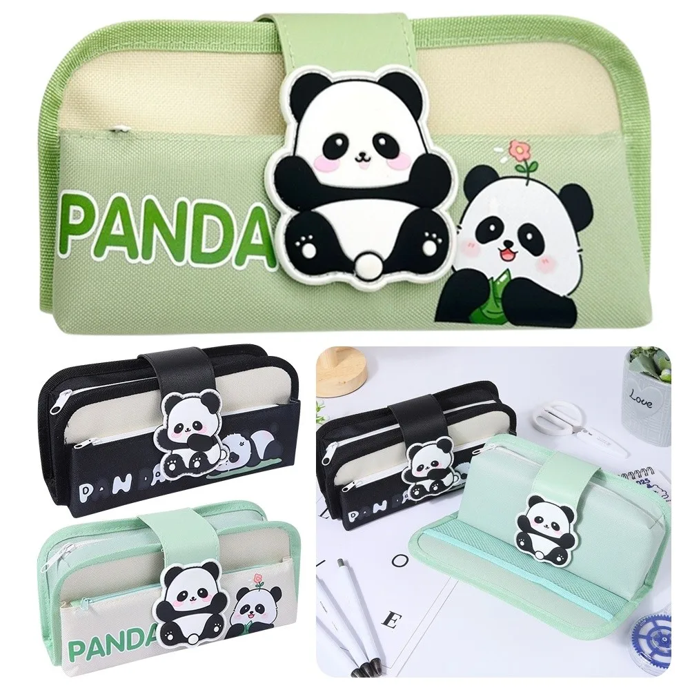 Panda Pen Bag Oxford ​​Multilayer Pencil Case ​​Large Capacity​​ ​​Desktop Storage Stationery Organizer ​Kids' Gift​​