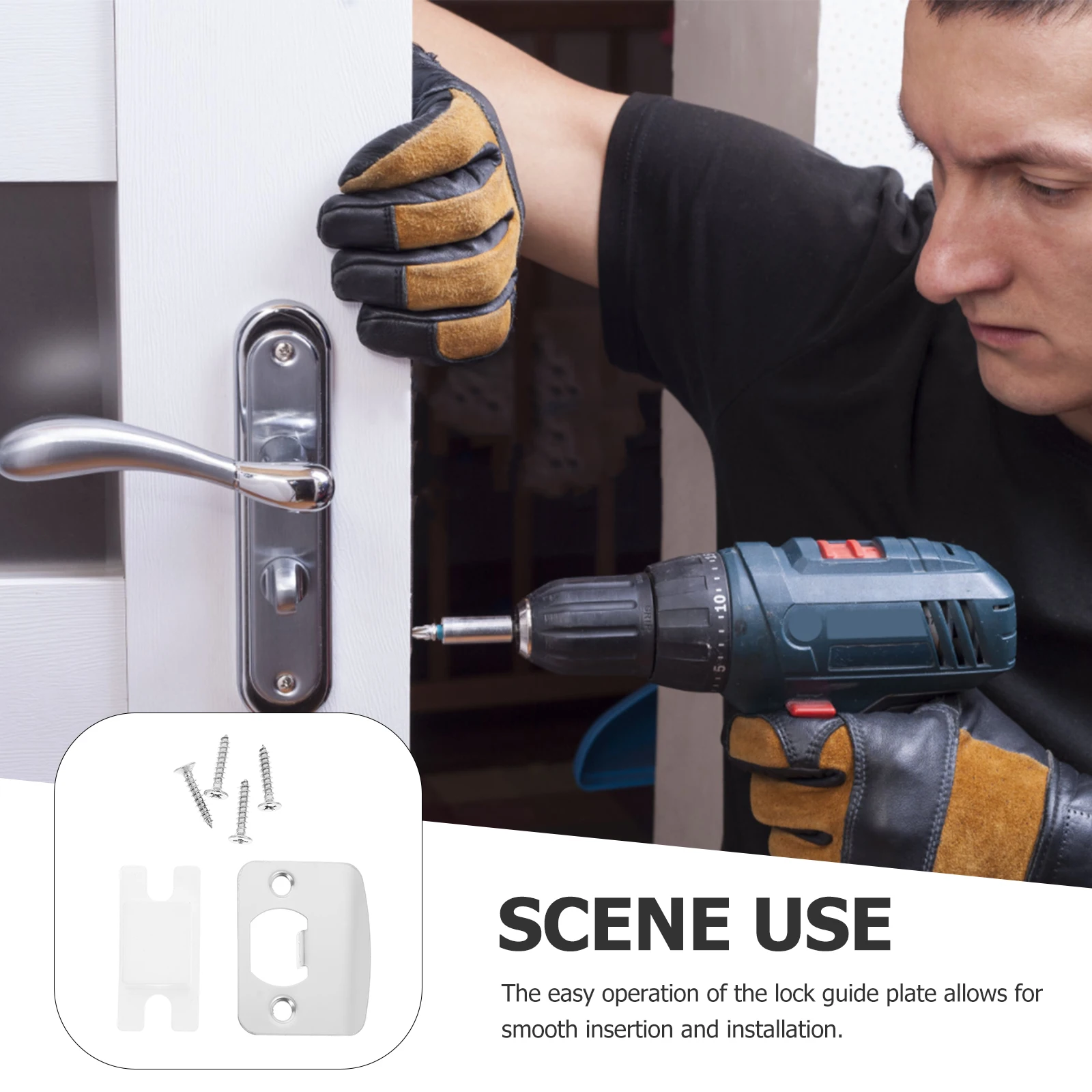 

2 set Deadbolt Strike For Wooden Doors Thickened Metal Door Reinforcement Plate Durable Finish Front Door Security