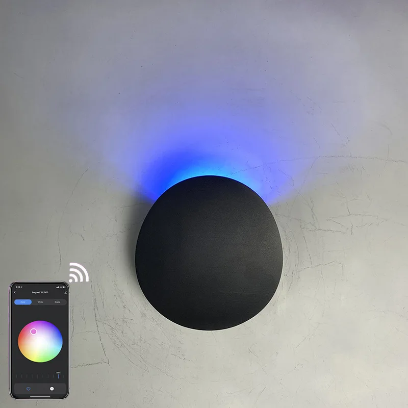 Lâmpada de parede LED regulável para decoração de jardim e quintal, iluminação interior e exterior, impermeável IP65, RGBW, Wifi, Bluetooth, Smart App Control, 9W