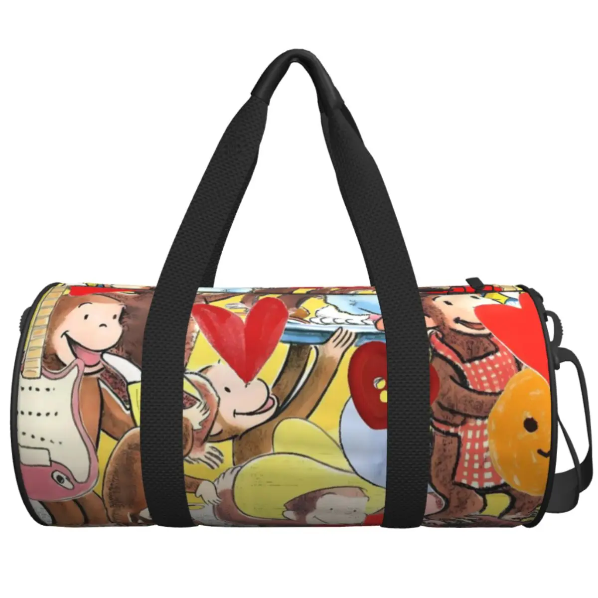 Gym Bag Curious George-s Sports Bag with Shoes Couple Weekend Printed Handbag Cute Travel Training Fitness Bag