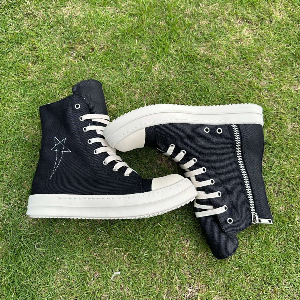 Ro Design classique botte en toile noire chaussure haute hommes chaussures décontractées de luxe fermeture éclair femmes Sneaker s bottines baskets