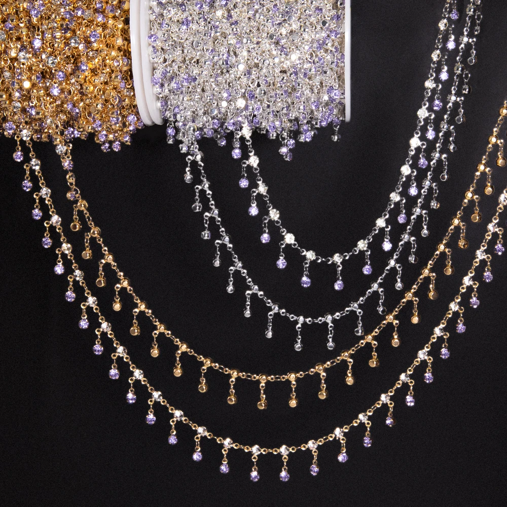 1Meter Shiny Colorful 4mm Beads Pendant Copper Chain for DIY Necklace Bracelet Hair Accessory Tassel Jewelry Making Accessories - view 2
