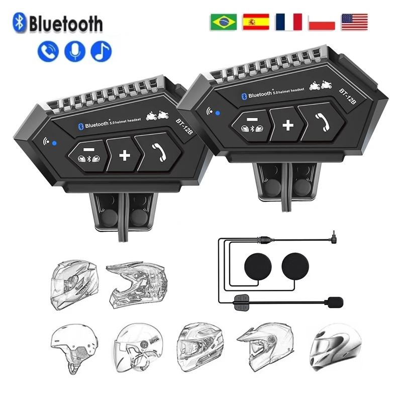 

Motorcycle Helmet Bluetooth Intercom Headset Waterproof Voice Assistant Moto Earphone Motorbike Hands Free Wireless Headphone