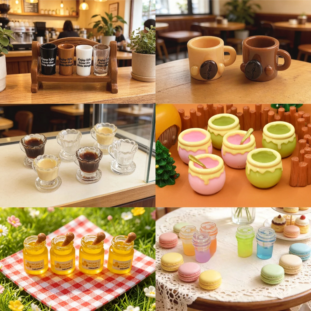 100pcs Cute Simulation Mini Coffee Milk Tea Cup Dollhouse Decor DIY Accessories for Keychain Jewelry Making Miniature Craft