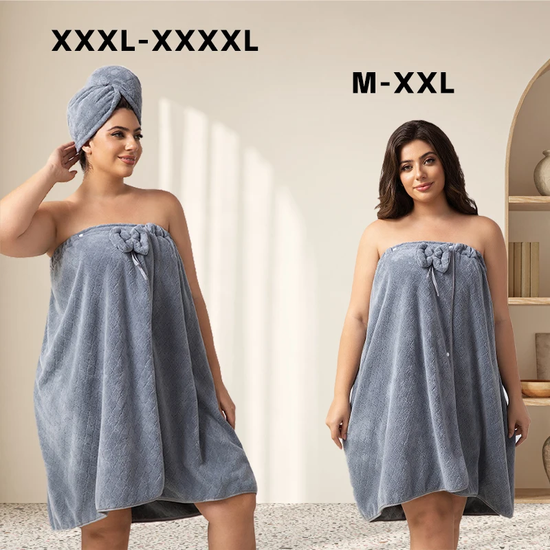 

Bath Towel Set Super Absorbent Soft Bath Skirt & Princess Shower Cap 2 Sizes Wearable Towel Set for Home Sauna Spa Travel Use