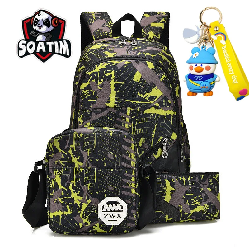 Waterproof travel laptop backpack children School Bags teenager Boys girls camouflage school Backpack set high School backpack