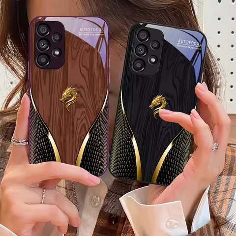 Yellow Dragon Qi Pink For Samsung Galaxy S10 4G S20 11E 30 S21 21Fe 22 S24 Pro S23 Ultra 5G S8 S9 Tempered Glass Phone Case