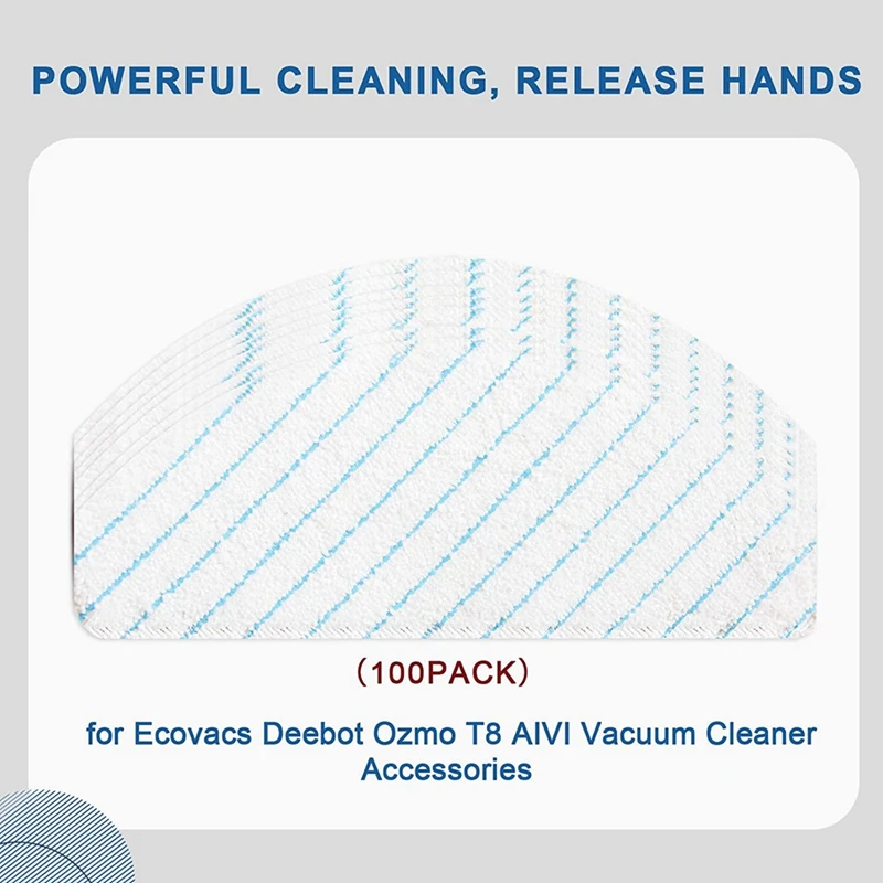 100 Chiếc Dùng Một Lần Microfiber Lau Miếng Lót Cho Ecovacs Deebot OZMO T8 T9 AIVI N8 Pro + Tặng Máy Hút Bụi Phần