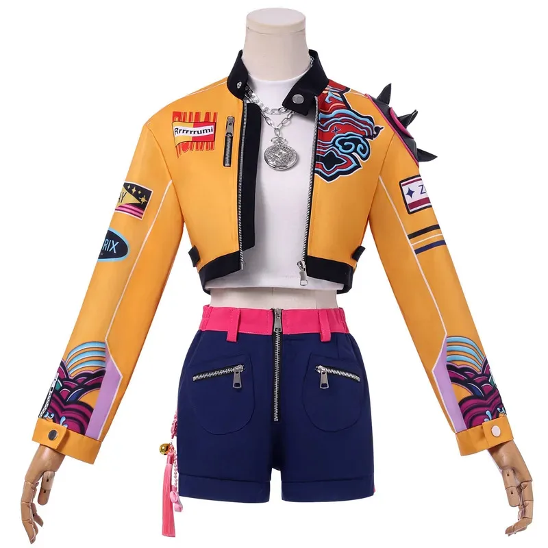 

CyMovie KPop Demon Hunters Cosplay Zoey Rumi Cosplay Mira Costume Uniform Girls Stage performance Outfit Suit for Women Prop