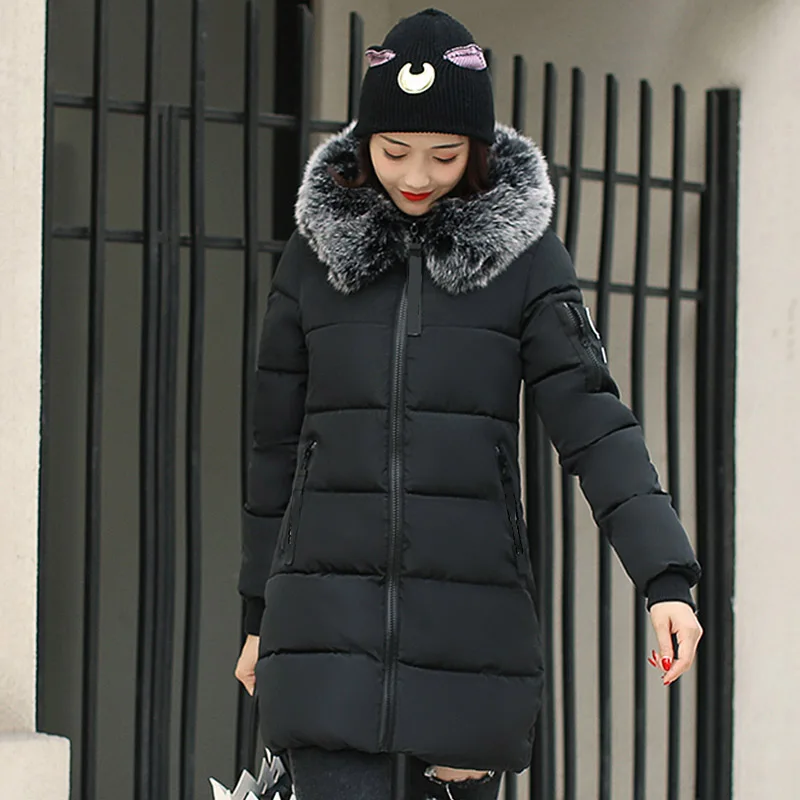 2023 new hooded loose long women winter jacket with fur collar warm thick parka cotton padded female fashion womens coat parkas