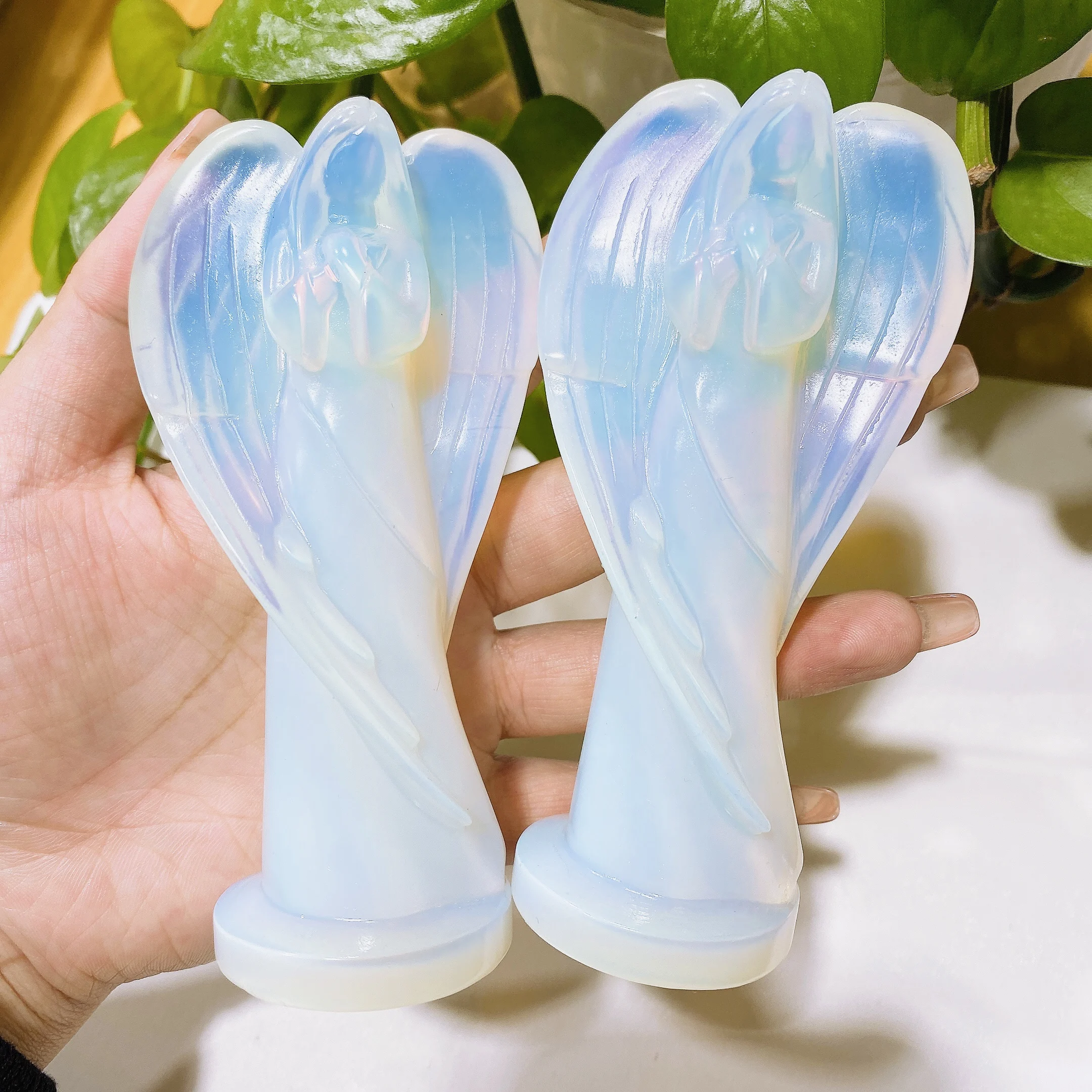 4.5'' Angel Statue carving Guardian Figurine Crystal Opalite Handmade Room Ornament Reiki Healing Home Decor Gift