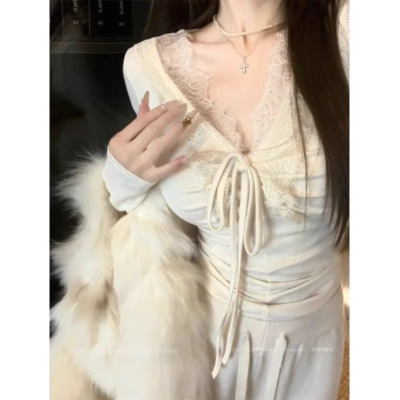 

Sweaters Jumpers Pullovers Woman Knitwear Layered Style Plush Texture Home Living Room Lounging Cozy Soft Comfortable Winter Fit