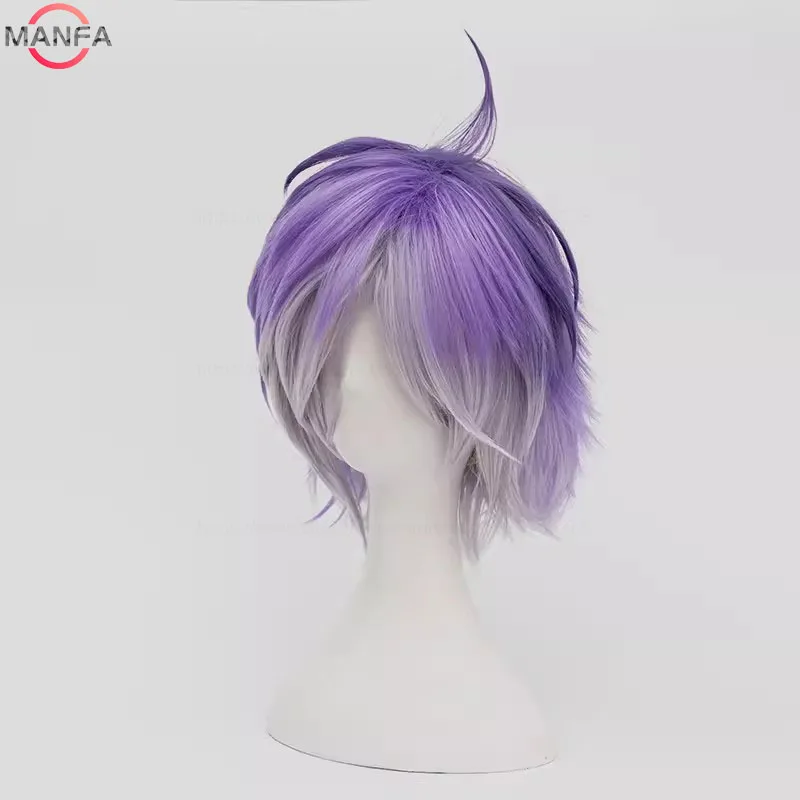 Anime  Sakamaki Kanato Wig Cosplay Men Short Purple Ombre Heat Resistant Synthetic Hair Wigs + Wig Cap