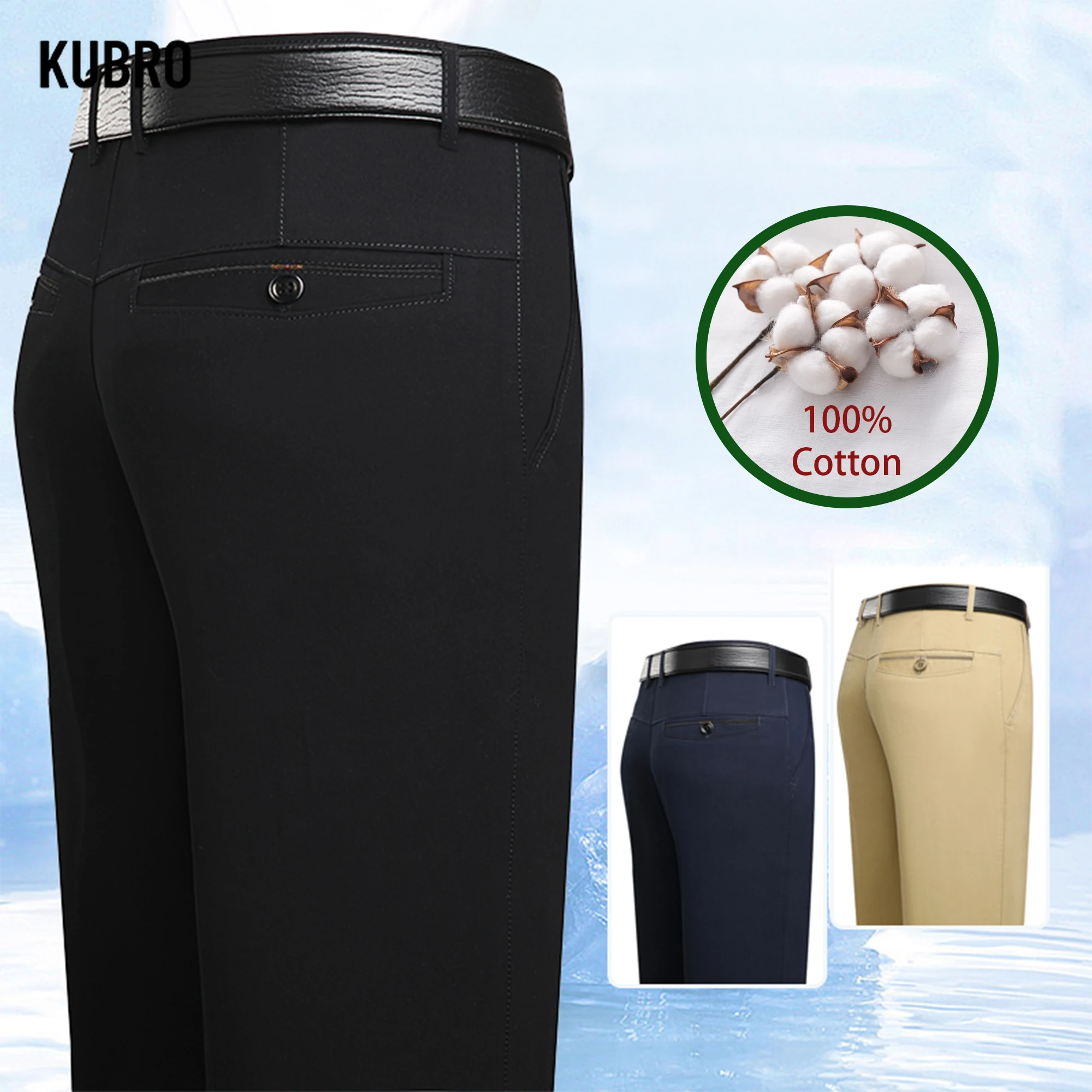 

KUBRO 100% Cotton Men Cargo Pants Male Casual Loose Pant Man Big Pocket Trouser Fashion Streetwear Male Office Brand Cargo Pants