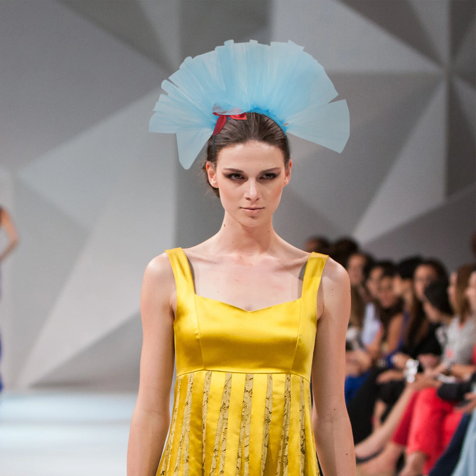 

Blue Mesh Headband for Women Valentine's Day Party Wear Comfortable Festival Bridal Hair Jewelry Fancy Dance Event Accessory