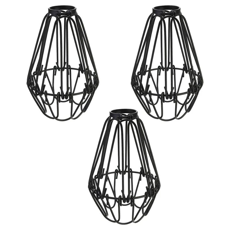 

Promotion! 3 Pcs Iron Bulb Guard Lamp Cage, Ceiling Fan And Light Bulb Covers, Industrial Vintage Style Hanging Pendant Light Fi